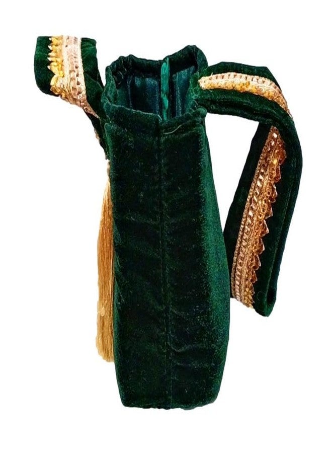 athizay Ethnic Handbags for Women Royal Gold Green Velvet potli bags Handcrafted Small Purses and Pouches - Image 5